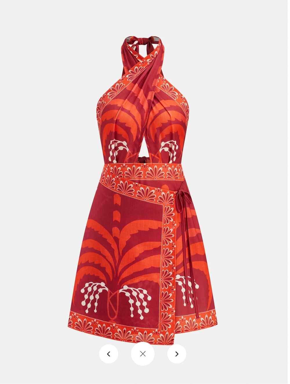 NWT Commense Tropical Print Halter Wrap Mini Dress Sz L